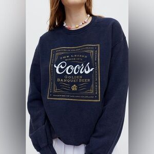 Urban Outfitters Coors Golden Banquet The Legend Navy Pullover Sweatshirt
